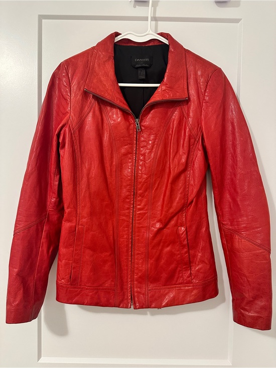 Danier Jackets & Blazers - Vintage Danier Red Leather Moto Jacket Size XS Women’s